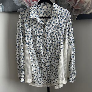 POL Blue Floral Button Down Shirt